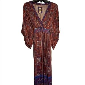 Anthropologie tie waste kimono style midi/maxi dress size L